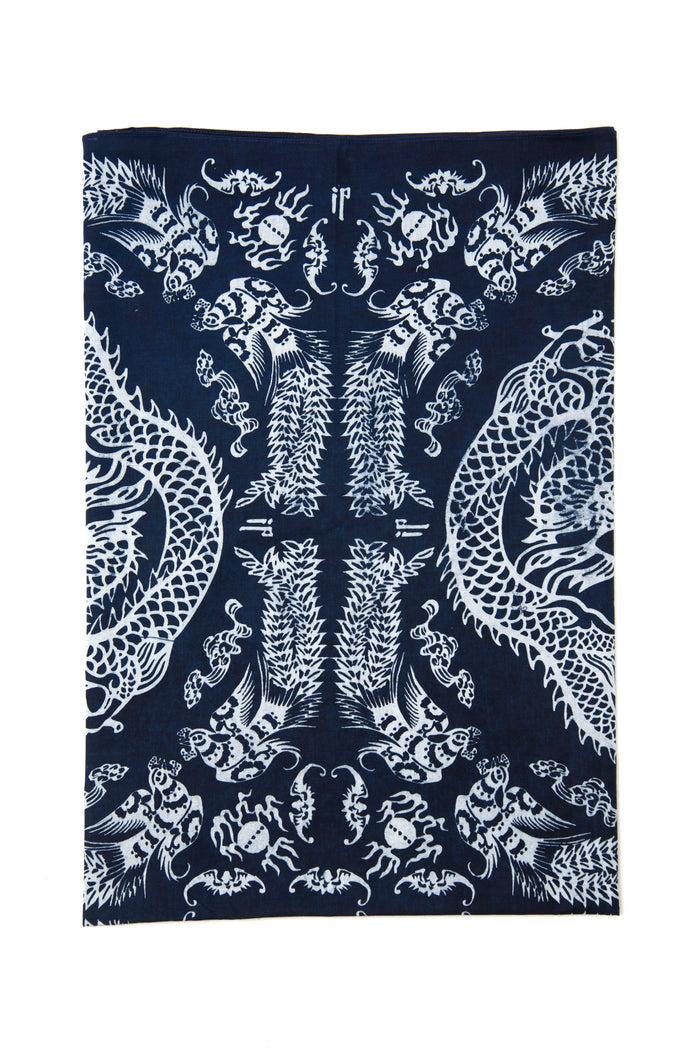 Indigo People DRAGON SQUARE SCARF - Batik Screen Print