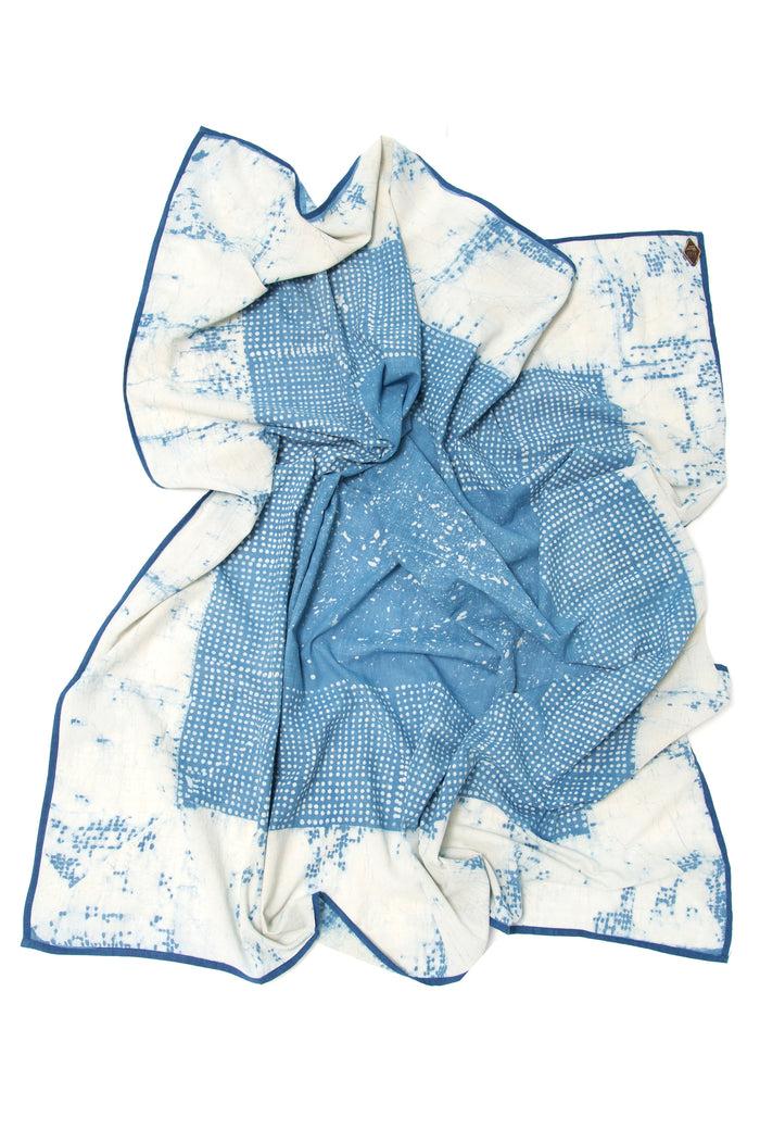 Indigo People EARTH SQUARE SCARF - mud resist block print