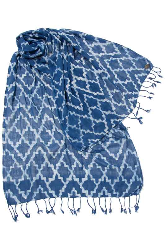 Indigo People HOSHI SCARF - hand loomed batik block print