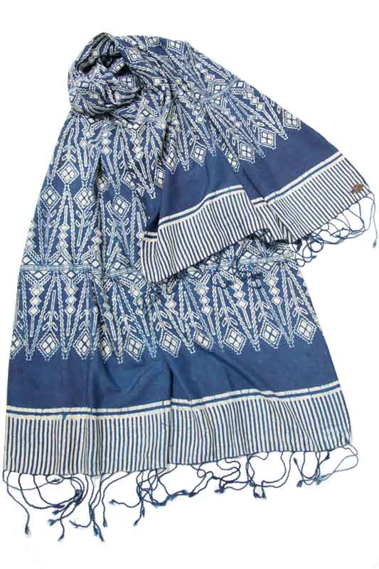 Indigo People AKIO SCARF - hand loomed silk batik