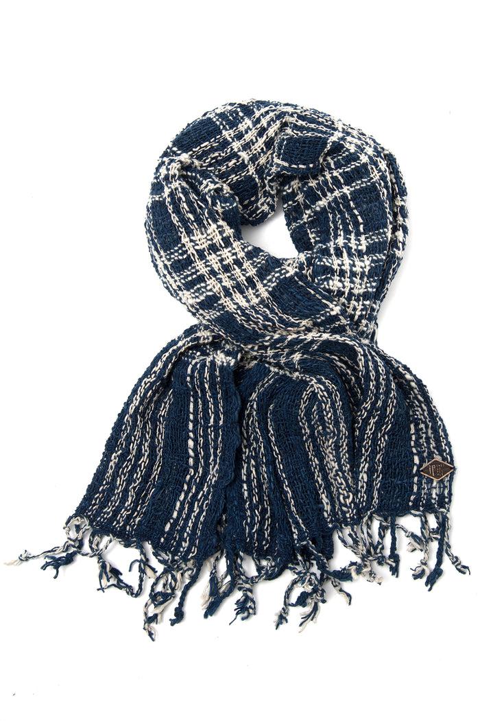 Indigo People BRAVE SCARF - hand loomed open weave