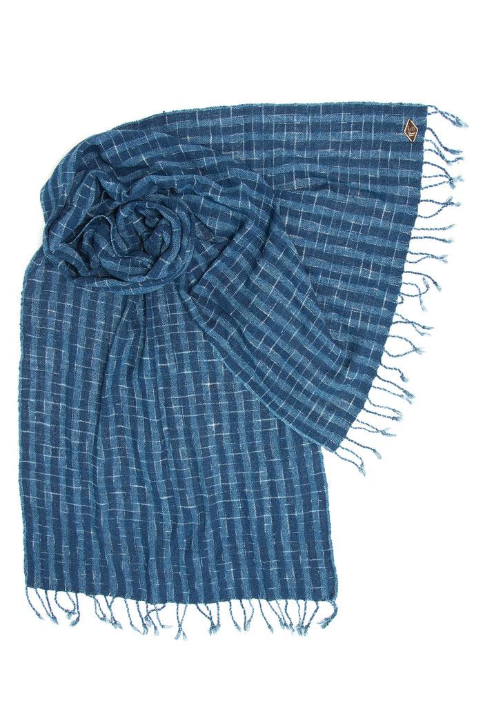 Indigo People CREEK SCARF - hand loomed stripes