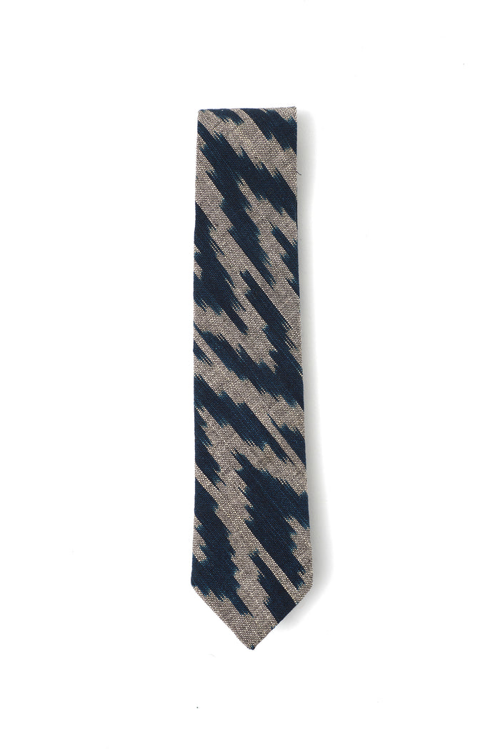 Indigo People CREST NECKTIE - Hand Loomed Ikat