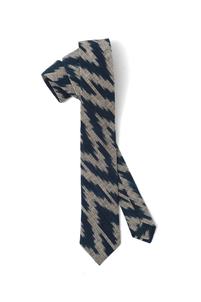 Indigo People CREST NECKTIE - Hand Loomed Ikat