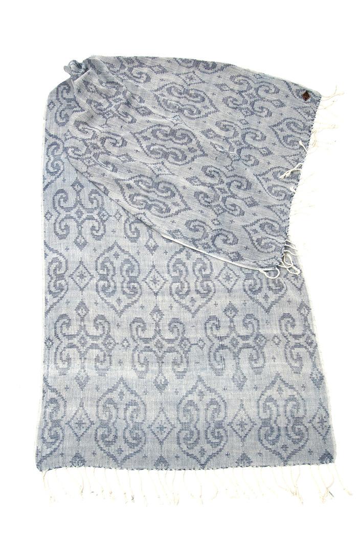 Indigo People FENCE SCARF - hand loomed jacquard