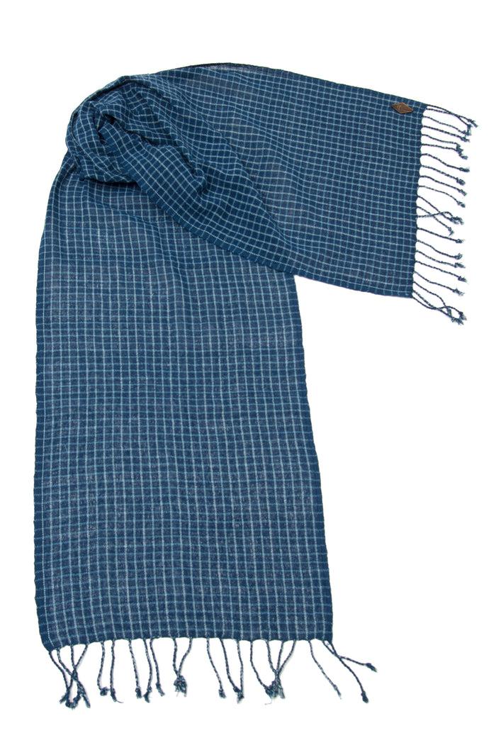 Indigo People GRID SCARF - hand loomed checks