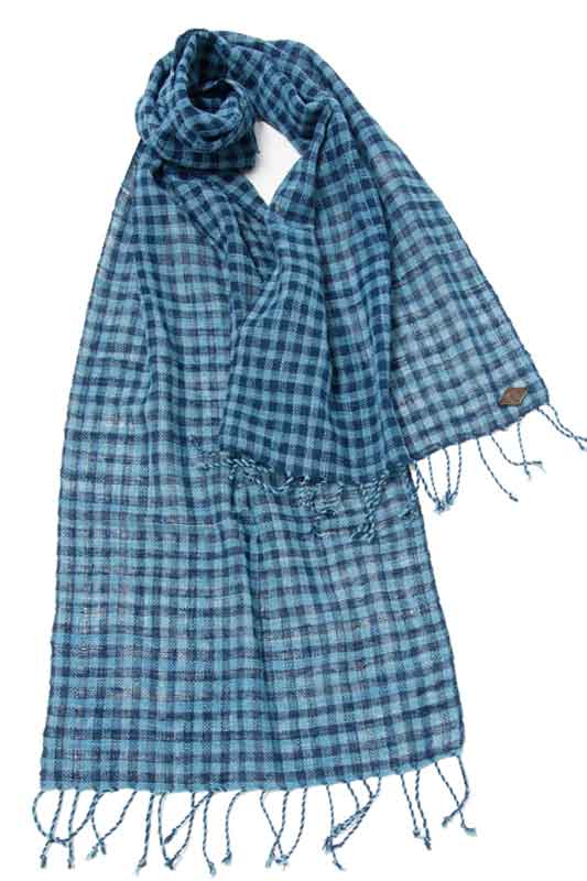 Indigo People HIRO SCARF - hand loomed checks