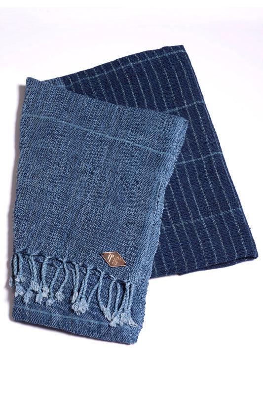 Indigo People KUSHIRO SCARF - Hand Loomed Checks