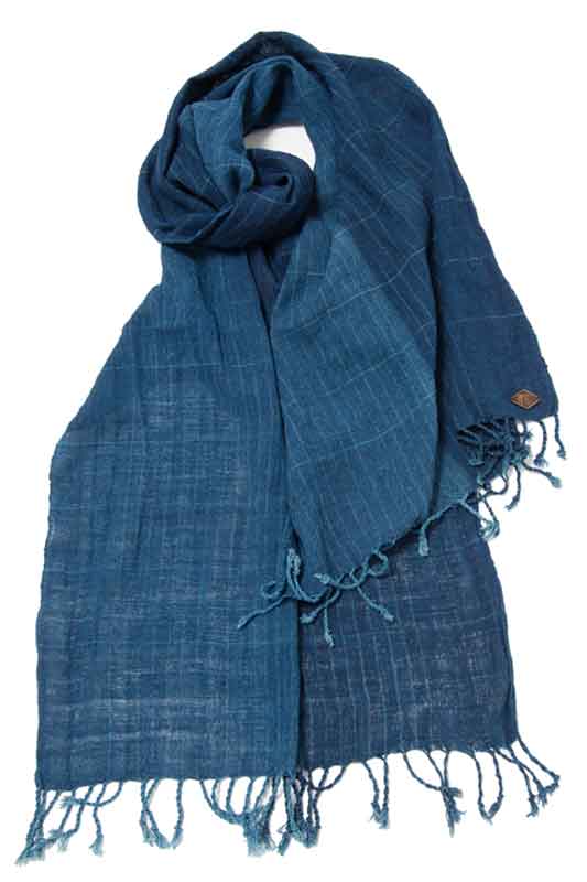 Indigo People KUSHIRO SCARF - hand loomed checks