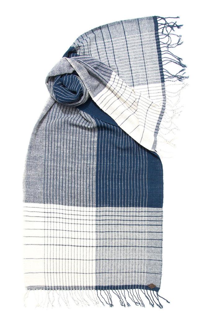 Indigo People KUSHO SCARF - hand loomed checks