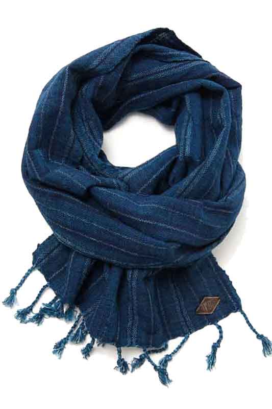 Indigo People MAKOTO SCARF - hand loomed stripes