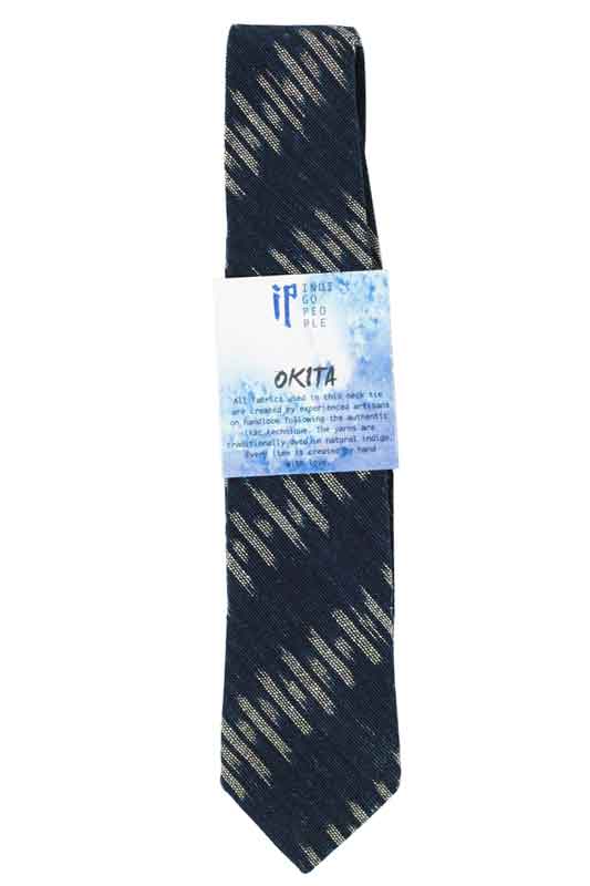 Indigo People OKITA NECKTIE - hand loomed ikat