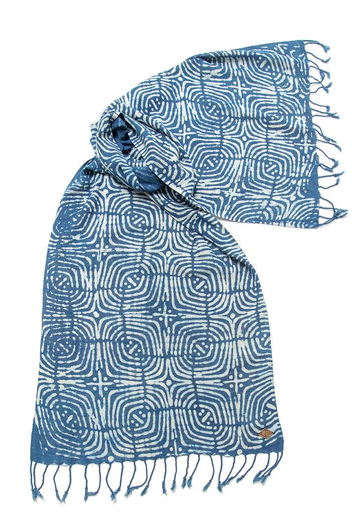 Indigo People PADI SCARF - mud resist block print