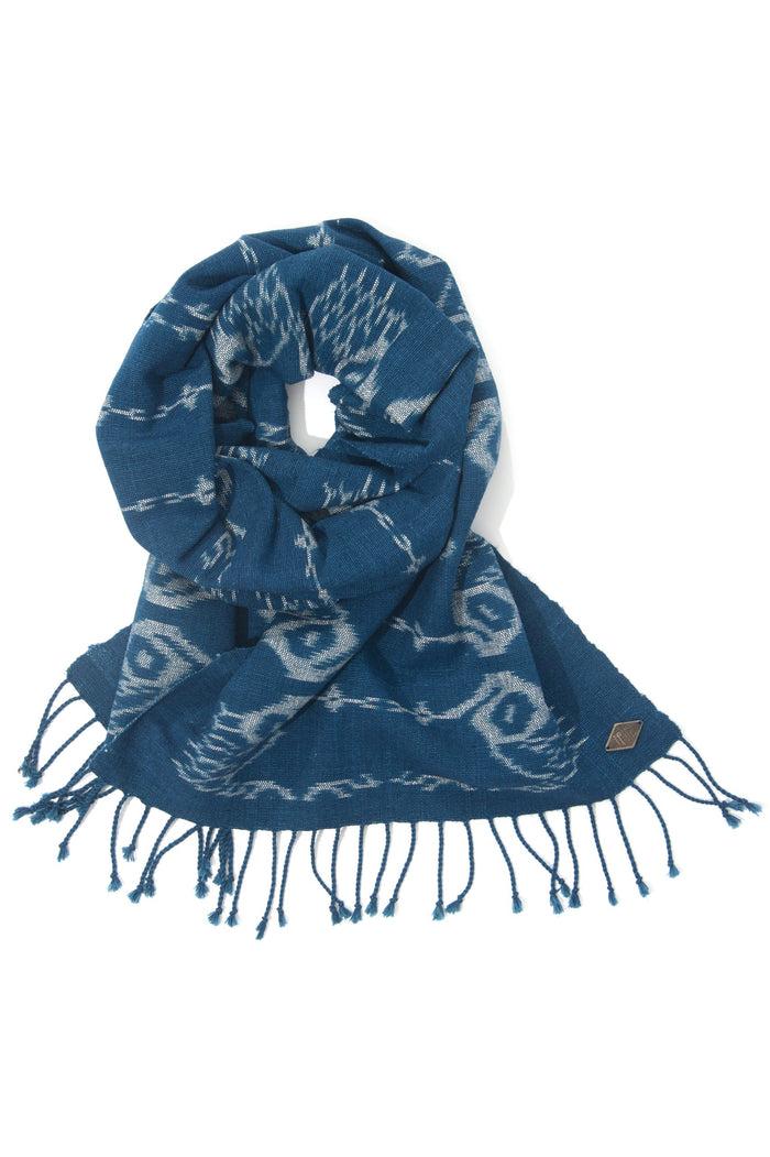 Indigo People PEACOCK SCARF - Hand Loomed Ikat