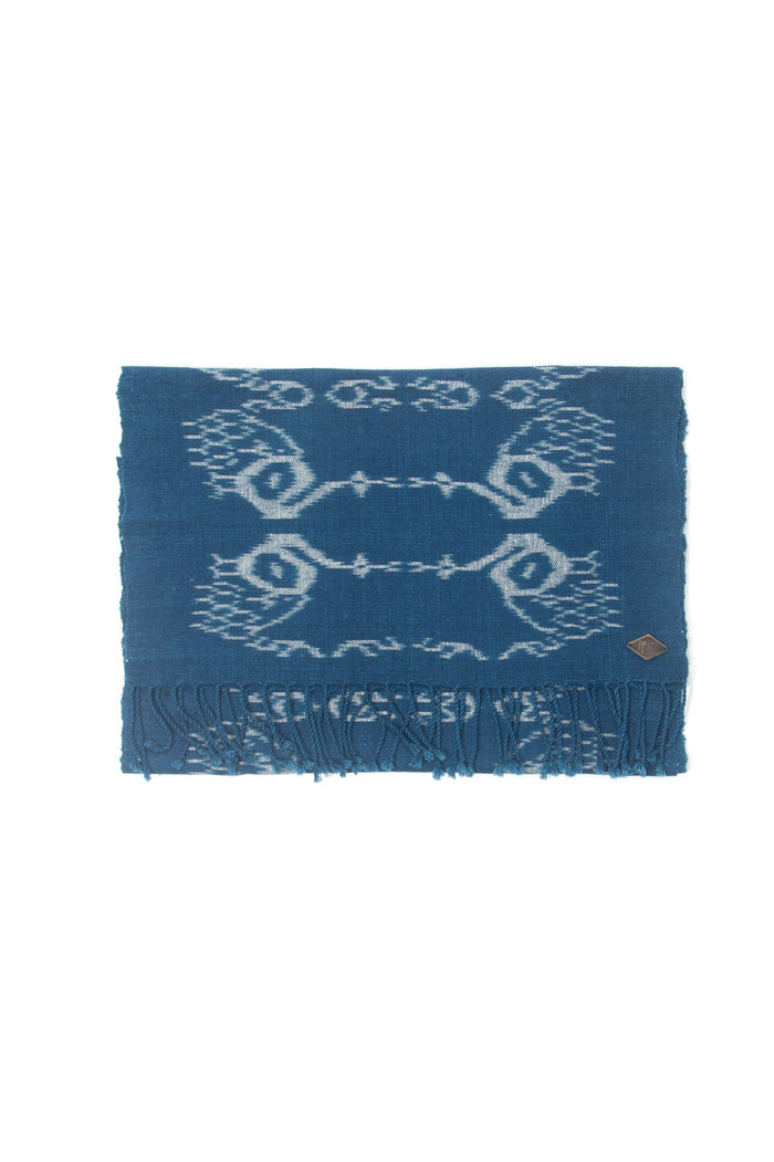 Indigo People PEACOCK SCARF - Hand Loomed Ikat
