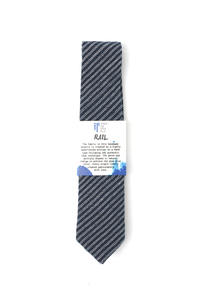 Indigo People RAIL NECKTIE - hand loomed stripes