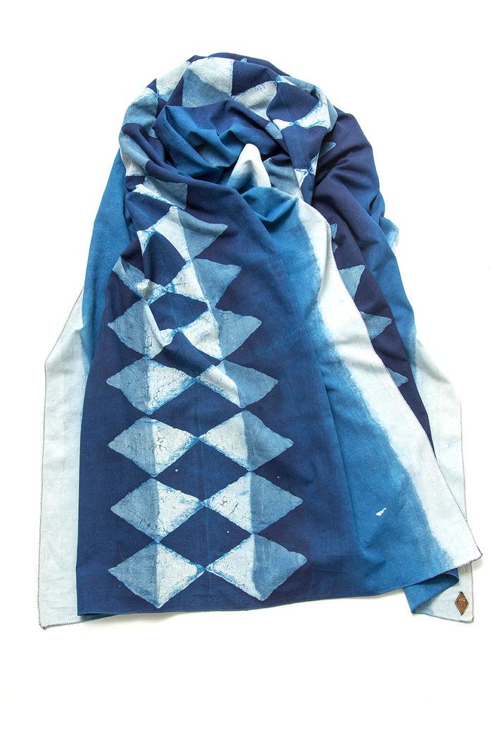 Indigo People RAITO SCARF - mud resist screen print