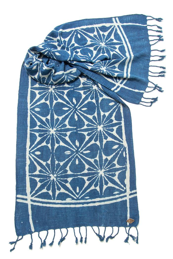 Indigo People TAIRU SCARF - mud resist block print