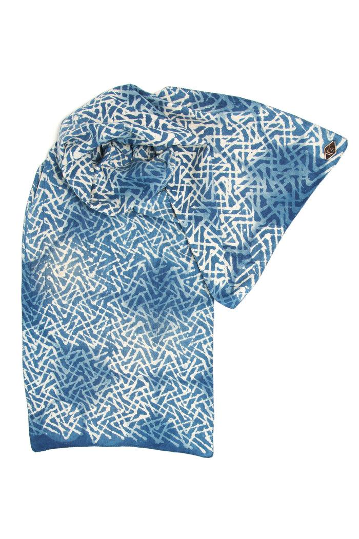 Indigo People LABYRINTH MINI SCARF - Mud Resist Block Print + Tie & Dye