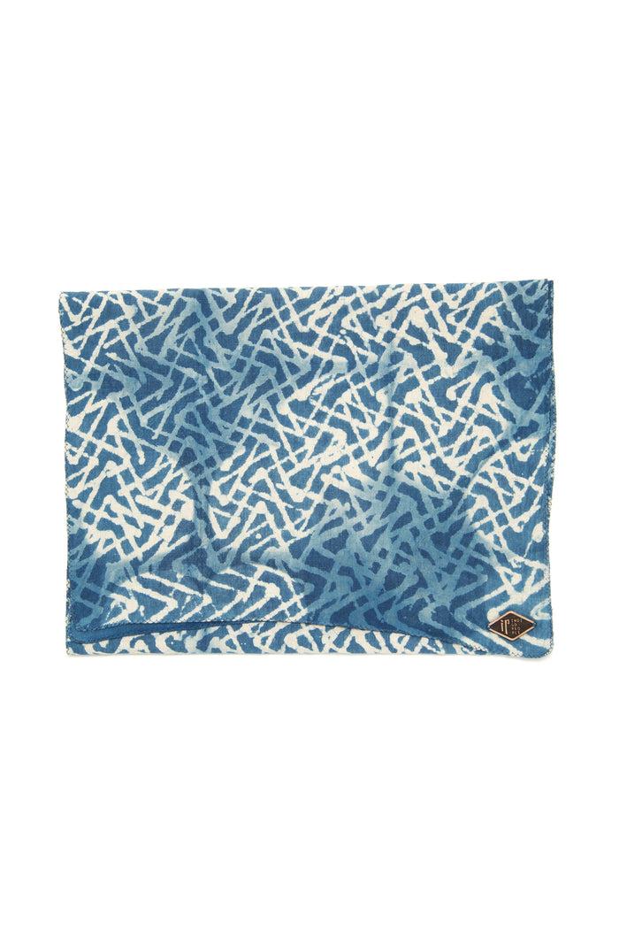 Indigo People LABYRINTH MINI SCARF - Mud Resist Block Print + Tie & Dye