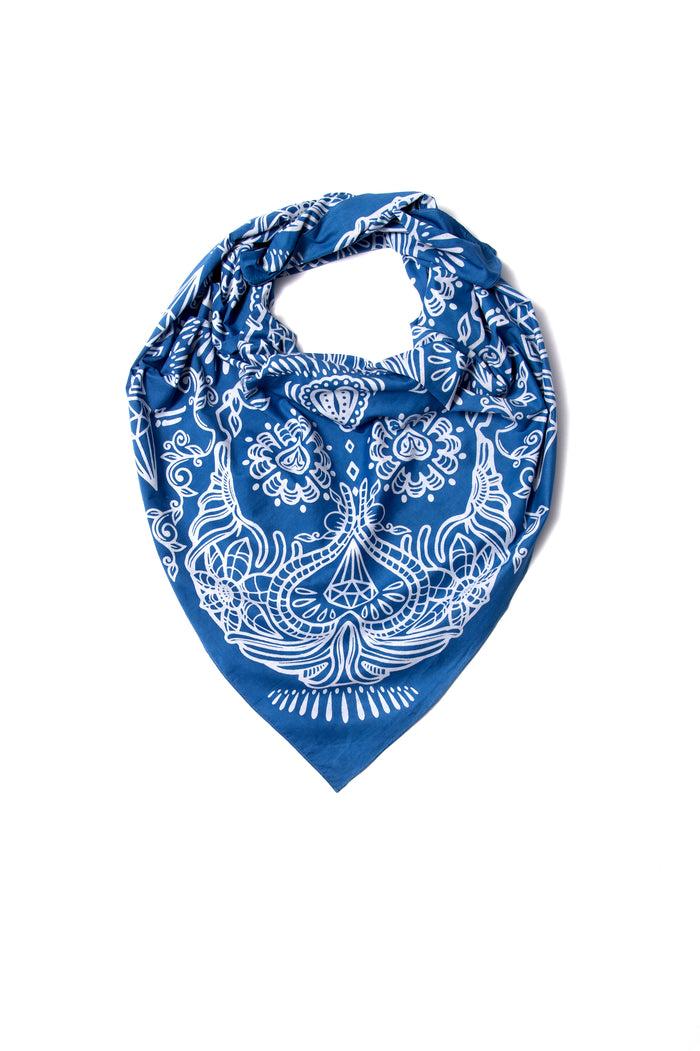 Indigo People SKULL SQUARE SCARF - Batik Screen Print