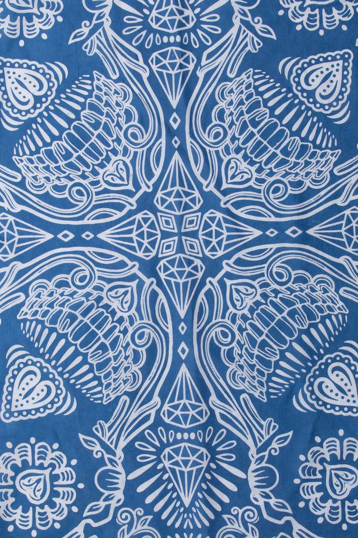 Indigo People SKULL SQUARE SCARF - Batik Screen Print