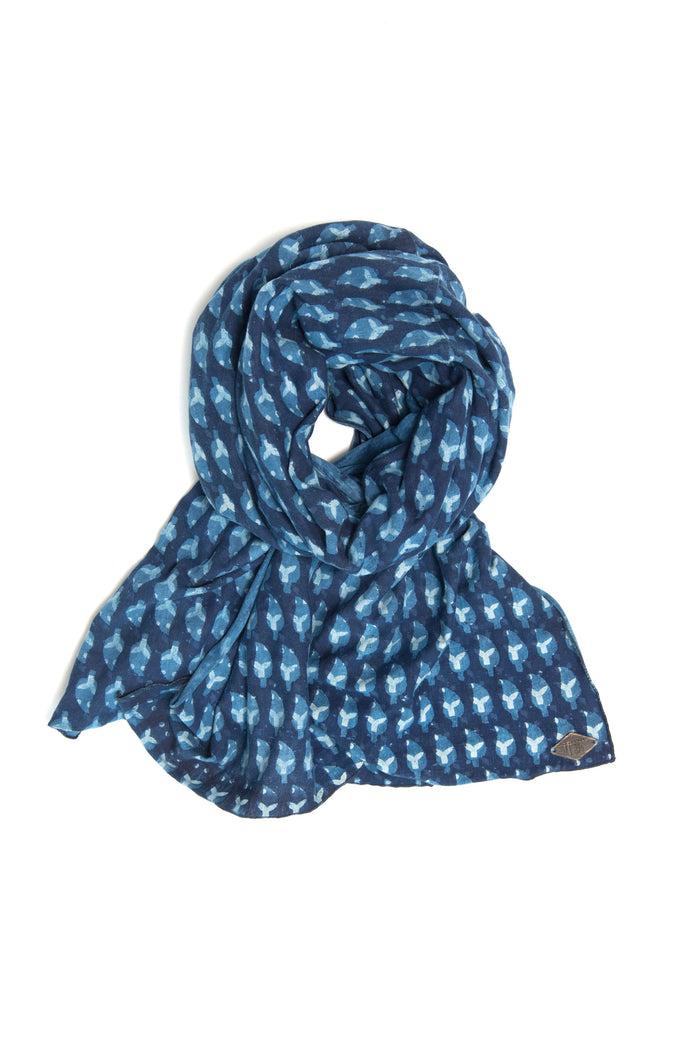 Indigo People STAR SCARF - mud resist block print + double dipped