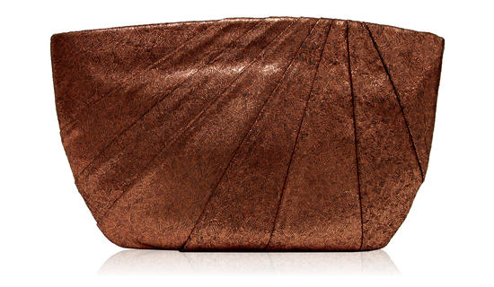 inge christopher Basketweave Pleated Leather Clutch Copper
