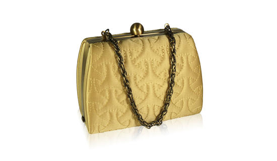 inge christopher Deauville Quilted Mini Minaudiere Gold