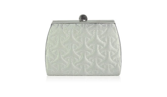 Inge Christopher Deauville Quilted Mini Minaudiere Silver
