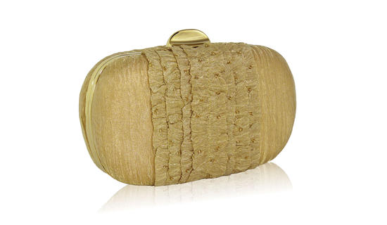 inge christopher Bronte Ruffle Minaudiere Gold