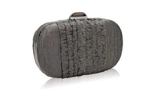 inge christopher Bronte Ruffle Minaudiere Pewter