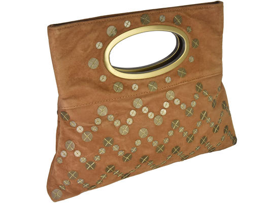 Inge Christopher Cabo Foldover Clutch Beige