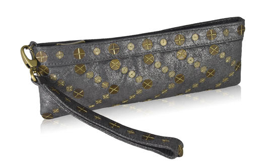 inge christopher Cabo Leather Long Wristlet Slate