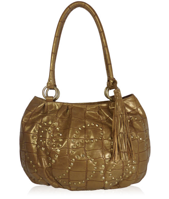 inge christopher Claudette Leather Tote Gold