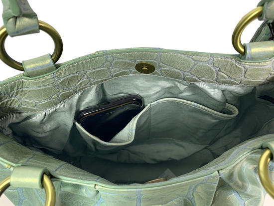 Inge Christopher Claudette Leather Tote Sea Foam