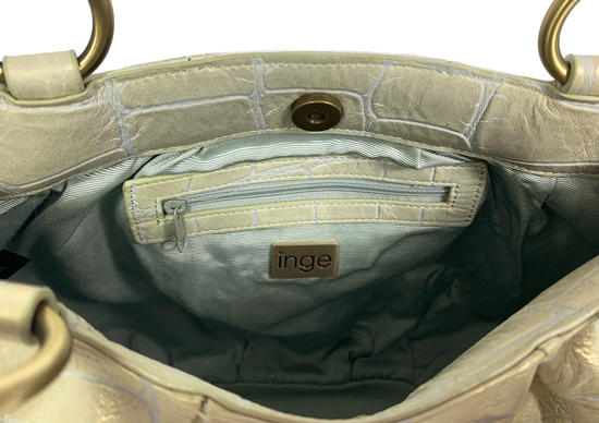 Inge Christopher Claudette Leather Tote White Gold