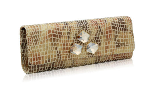 inge christopher Farrah Crystal Long Clutch Gold