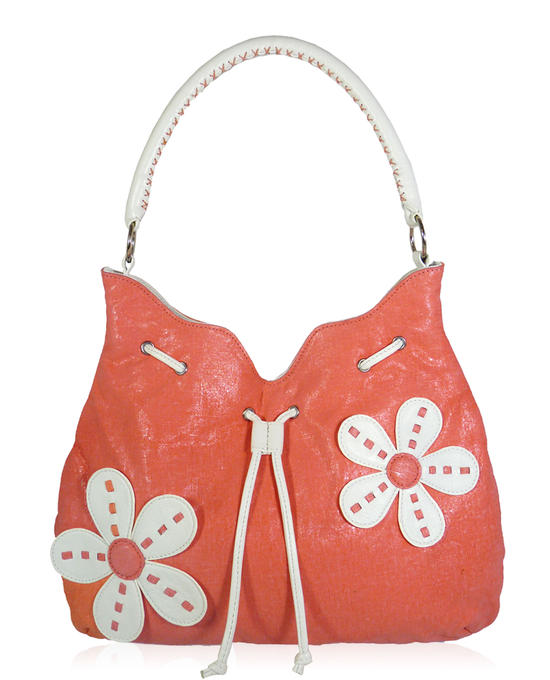 inge christopher Flower Power Leather Hobo Orange