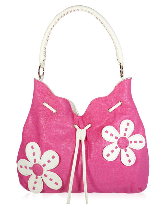 inge christopher Flower Power Leather Hobo Pink