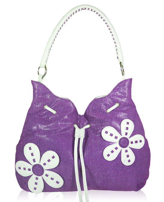 inge christopher Flower Power Leather Hobo Purple