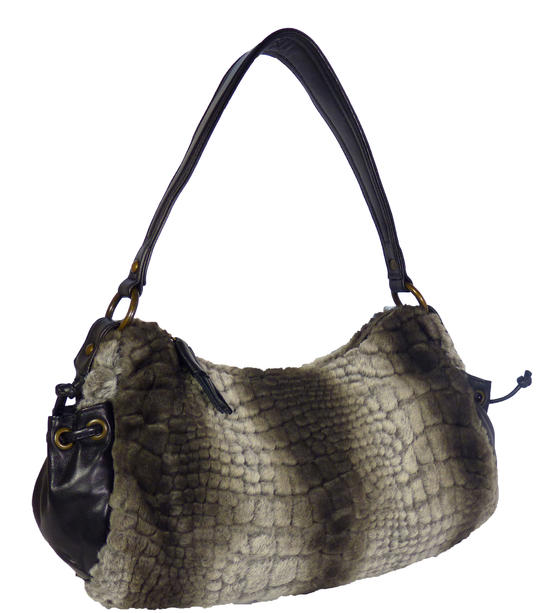Inge Christopher Irina Faux Fur Day Bag Olive