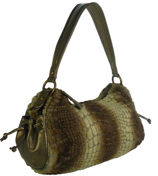 inge christopher Irina Faux Fur Day Bag Olive
