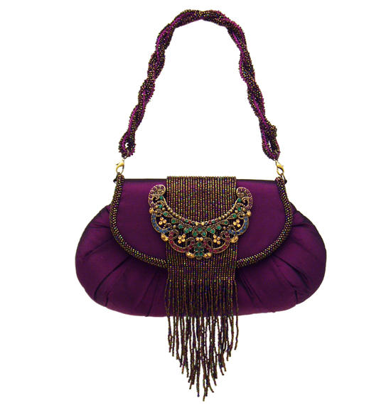 inge christopher Jewel Buckle Flap Clutch Amethyst