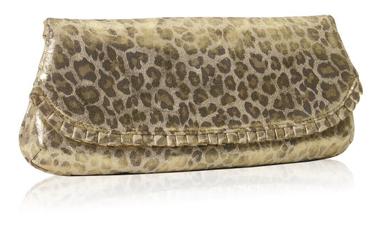 inge christopher Katherine Foldover Clutch Gold