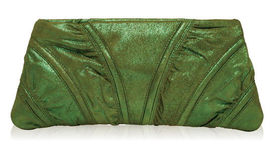 inge christopher Micro-Dot Leather Clutch Olive