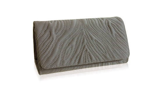 inge christopher Olivia Quilted Clutch Pewter