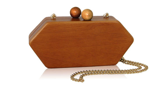 inge christopher Ornella Hexagon Minaudiere Tan