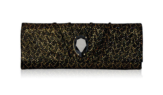 inge christopher Roxie Clutch Black Gold
