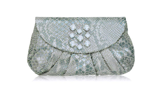 inge christopher Santa Ana Flap Clutch Silver